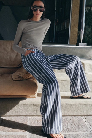 Джинсы коллекция Zara «Zw» Loose со средней посадкой и полосками- Заказать в России