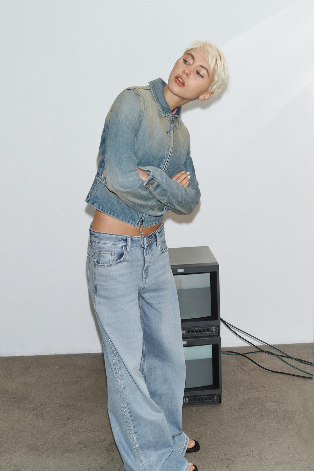 ДЖИНСЫ «TRF Extra»  С ЗАКЛЕПКАМИ И ВЫСОКОЙ ПОСАДКОЙ