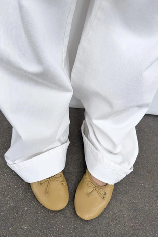 Кожаные балетки с бантом- Заказать в России