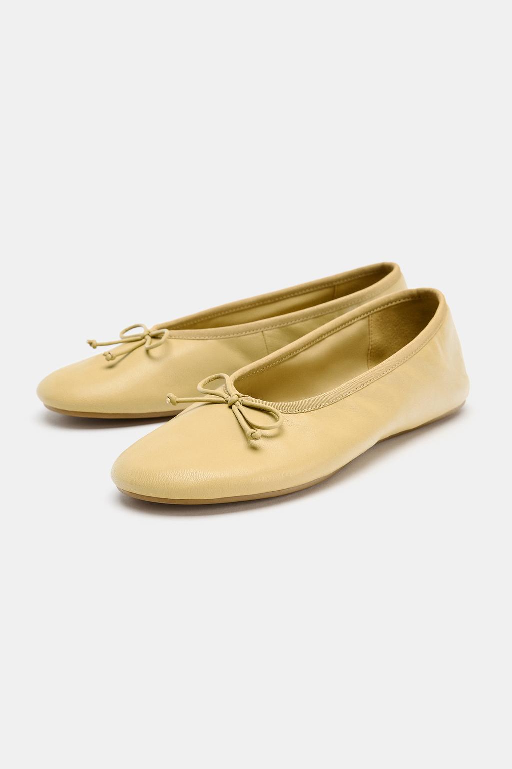 КОЖАНЫЕ БАЛЕТКИ С БАНТОМ