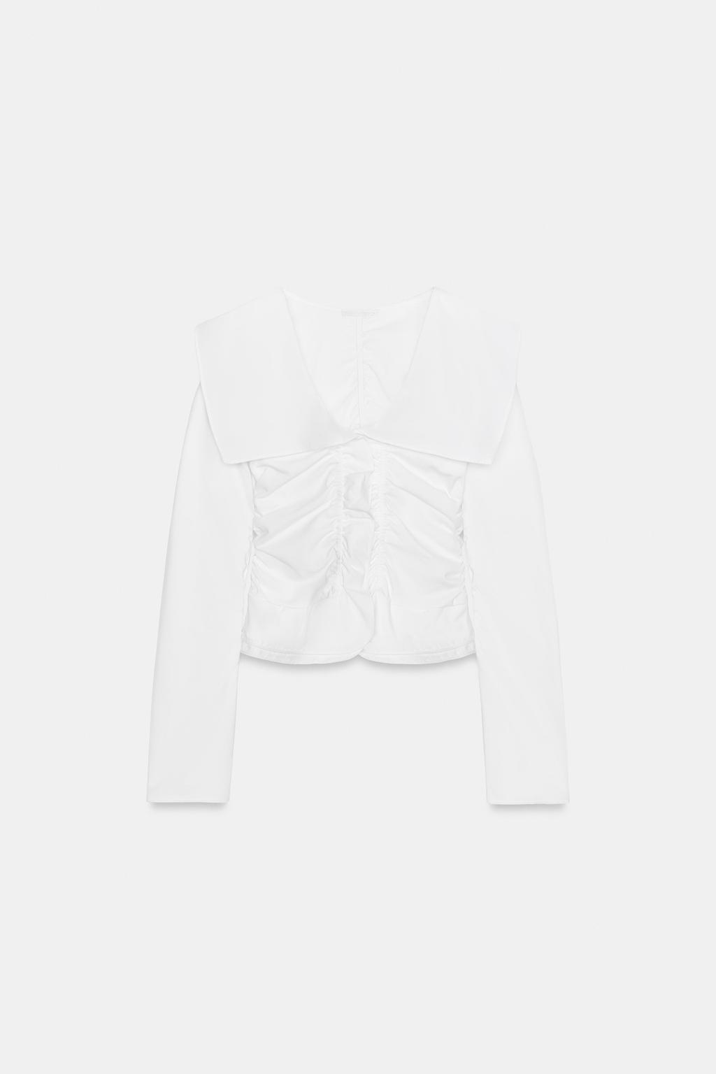 РУБАШКА С ВОЛАНАМИ И КОНТРАСТНЫМИ ЭЛЕМЕНТАМИ