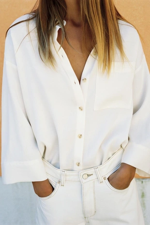 Рубашка оверсайз с широкими рукавами- Заказать в России