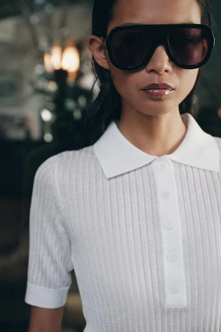 Полупрозрачное поло в рубчик- Заказать в России