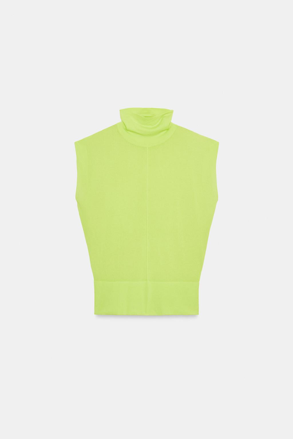 СВОБОДНЫЙ ТРИКОТАЖНЫЙ ТОП С ВОРОТНИКОМ-СТОЙКОЙ