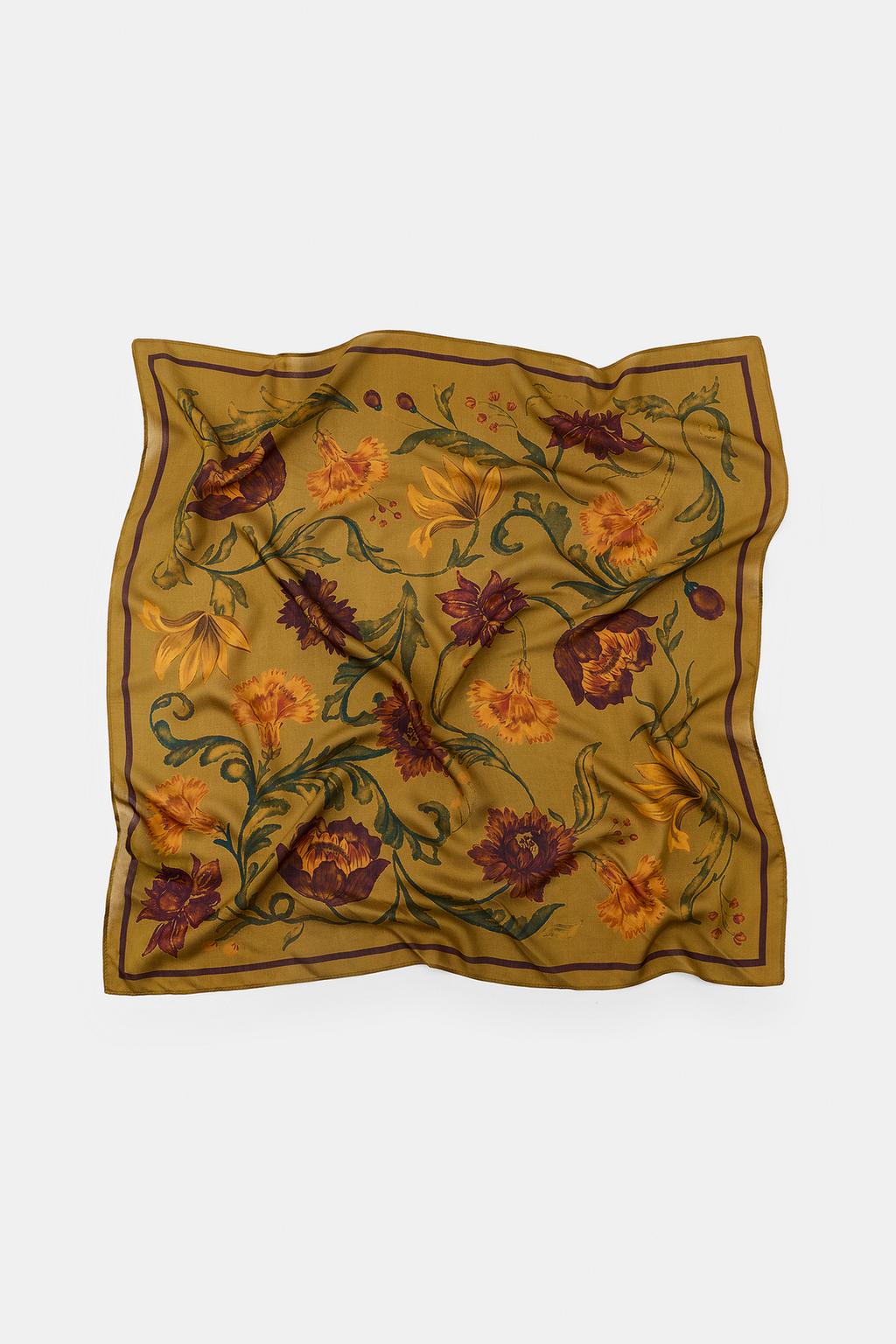 ШЕЛКОВЫЙ ПЛАТОК С ЦВЕТОЧНЫМ ПРИНТОМ