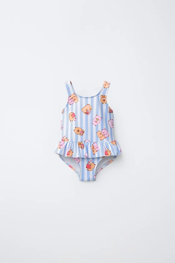 2-6 ЛЕТ/КУПАЛЬНИК В ПОЛОСКУ С КАПИБАРОЙ CAPYFUN ©