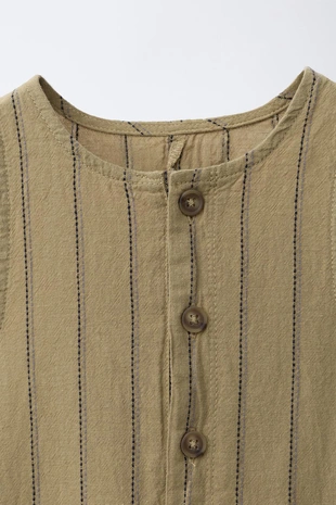 Длинный комбинезон в полоску из хлопка и льна- Заказать в России