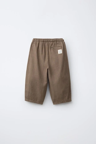 Брюки в клетку из хлопка и льна- Заказать в России