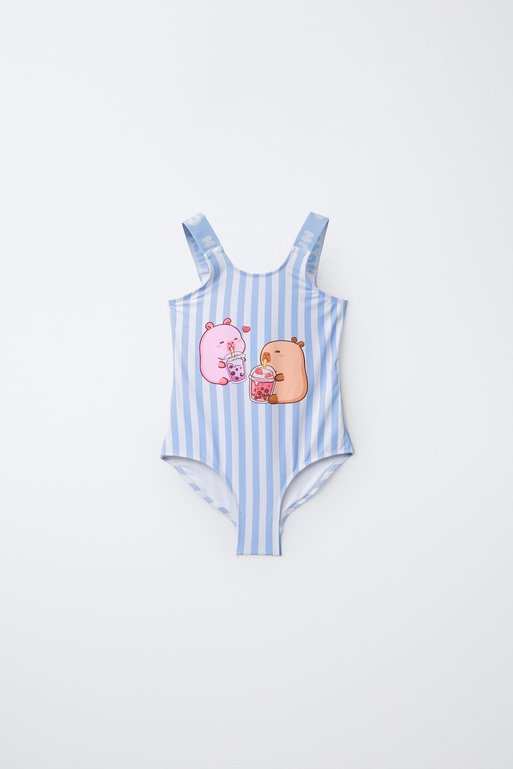 6-14 ЛЕТ/КУПАЛЬНИК В ПОЛОСКУ С КАПИБАРОЙ CAPYFUN ©