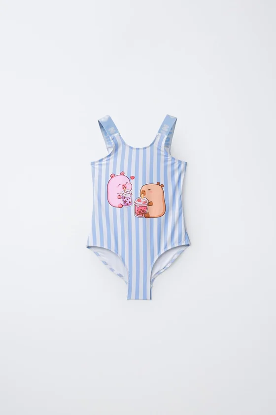 6-14 ЛЕТ/КУПАЛЬНИК В ПОЛОСКУ С КАПИБАРОЙ CAPYFUN ©