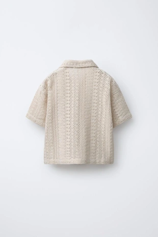 Вязаная рубашка с воротником кэмп- Заказать в России