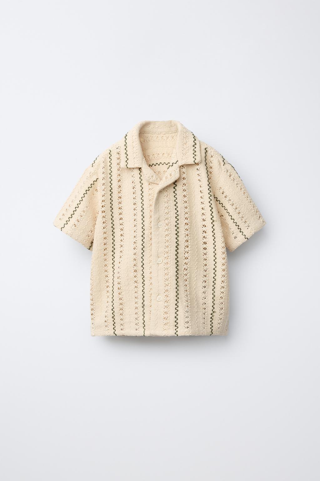 Вязаная рубашка в полоску