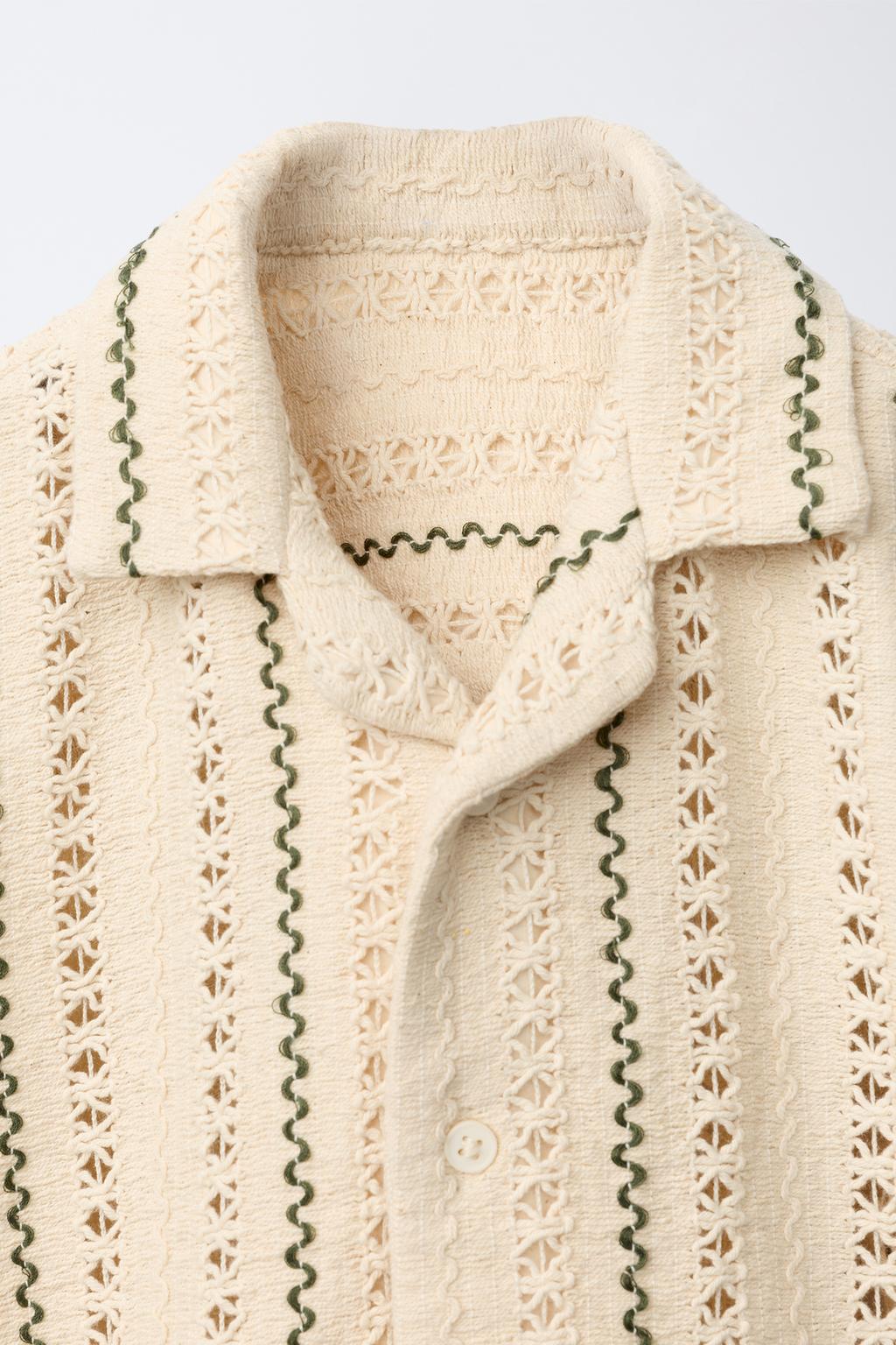 Вязаная рубашка в полоску