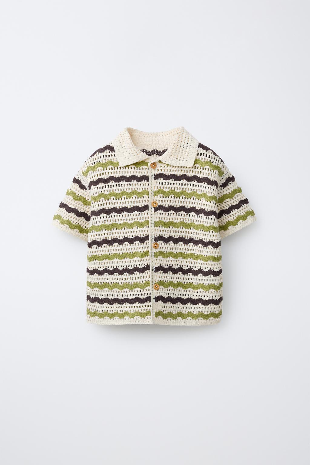 РУБАШКА ИЗ КРУЖЕВА КРОШЕ С ПРИНТОМ «ЗИГЗАГ»