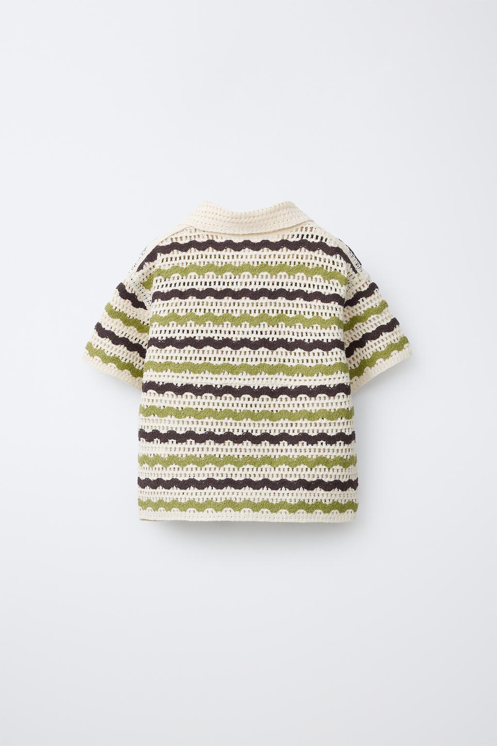 РУБАШКА ИЗ КРУЖЕВА КРОШЕ С ПРИНТОМ «ЗИГЗАГ»