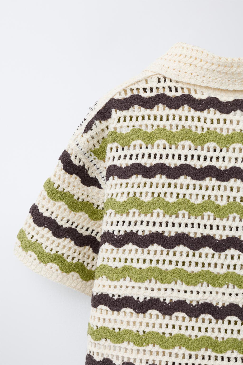 РУБАШКА ИЗ КРУЖЕВА КРОШЕ С ПРИНТОМ «ЗИГЗАГ»