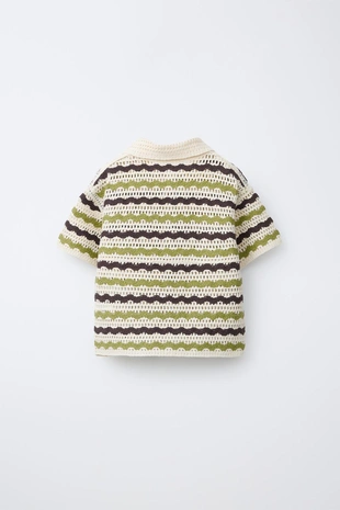 Рубашка из кружева кроше с принтом «зигзаг»- Заказать в России