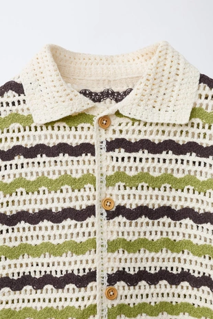 Рубашка из кружева кроше с принтом «зигзаг»- Заказать в России