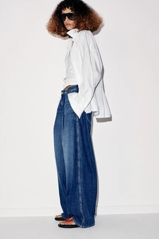 Джинсы Z1975 свободного кроя с высокой посадкой и крючками- Заказать в России