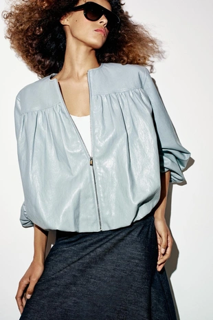 Куртка-бомбер из искусственной кожи- Заказать в России