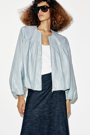 Куртка-бомбер из искусственной кожи- Заказать в России