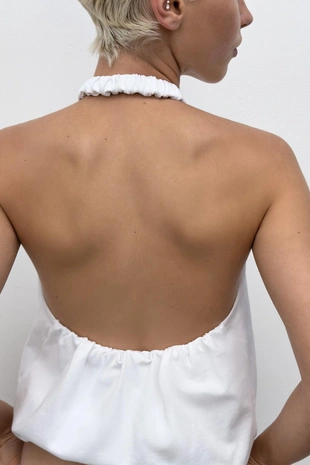 Топ с горловиной халтер из плотного хлопка- Заказать в России