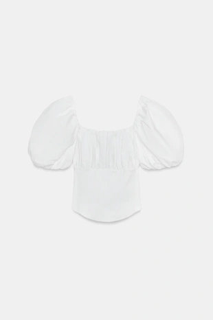 Топ с объемными рукавами- Заказать в России