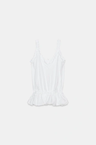 Топ с V-образным вырезом и воланами- Заказать в России