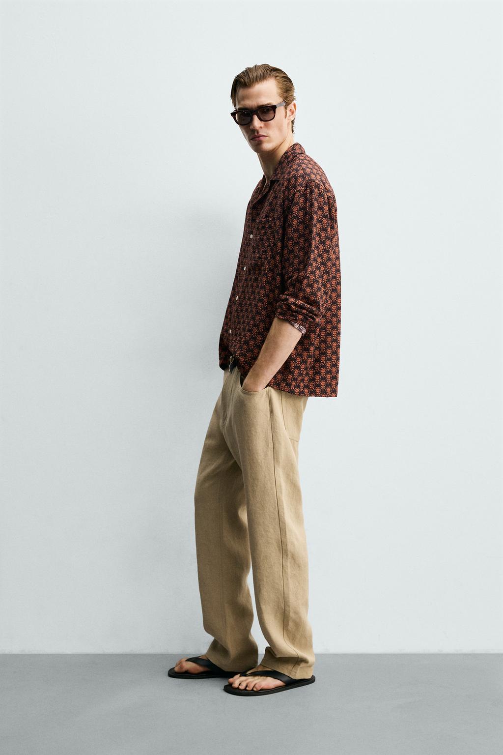 РУБАШКА СВОБОДНОГО КРОЯ С ГЕОМЕТРИЧЕСКИМ ПРИНТОМ