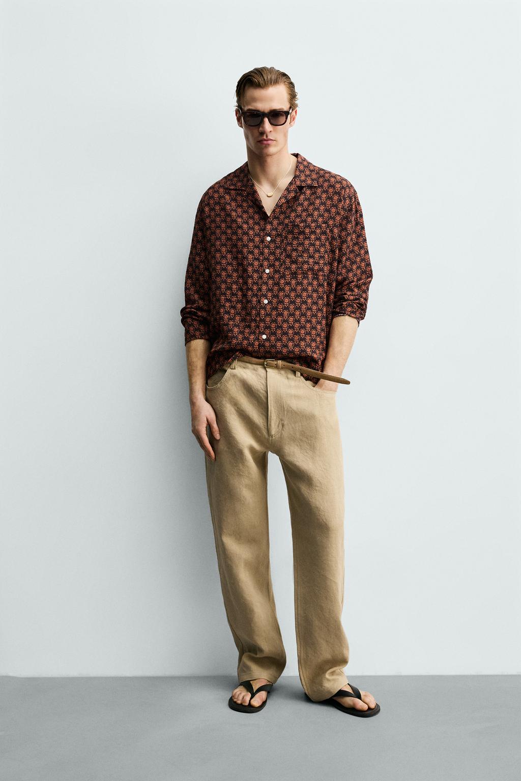 РУБАШКА СВОБОДНОГО КРОЯ С ГЕОМЕТРИЧЕСКИМ ПРИНТОМ