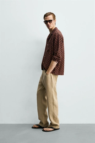 Рубашка свободного кроя с геометрическим принтом- Заказать в России