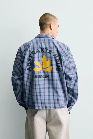 Укороченная рубашка в клетку с вышивкой- Заказать в России