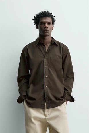 Рубашка стандартной посадки из поплина- Заказать в России