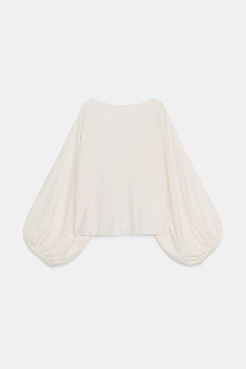 ТРИКОТАЖНЫЙ ТОП С ОБЪЕМНЫМИ РУКАВАМИ