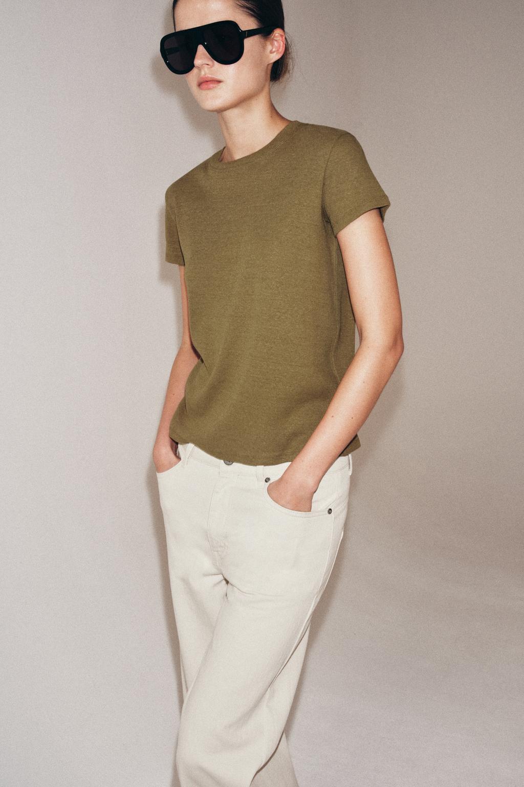 ФУТБОЛКА ИЗ ЛЬНА И ХЛОПКА С КОРОТКИМИ РУКАВАМИ