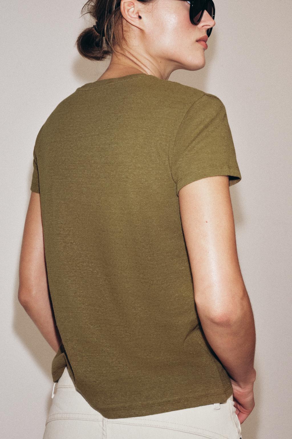 ФУТБОЛКА ИЗ ЛЬНА И ХЛОПКА С КОРОТКИМИ РУКАВАМИ