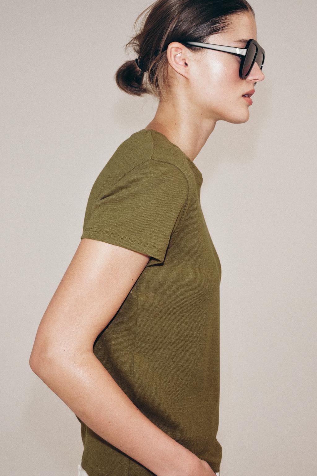 ФУТБОЛКА ИЗ ЛЬНА И ХЛОПКА С КОРОТКИМИ РУКАВАМИ