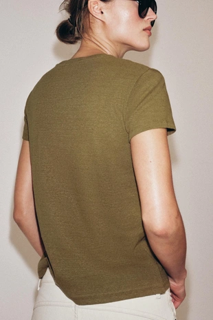 Футболка из льна и хлопка с короткими рукавами