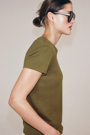 Футболка из льна и хлопка с короткими рукавами