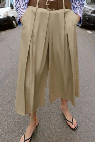 Брюки-кюлоты с ремнем- Заказать в России