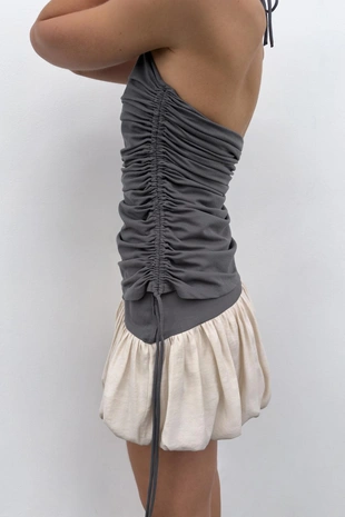 Комбинированное платье-баллон- Заказать в России