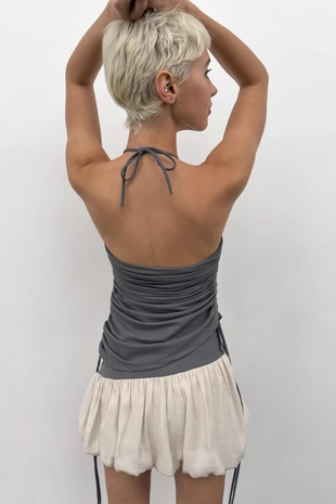 Комбинированное платье-баллон- Заказать в России