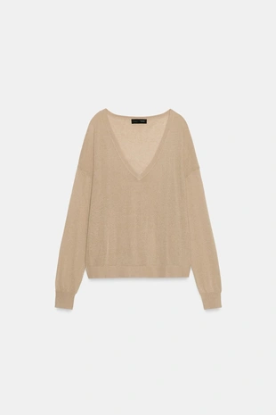 Джемпер тонкой вязки с V-образным вырезом