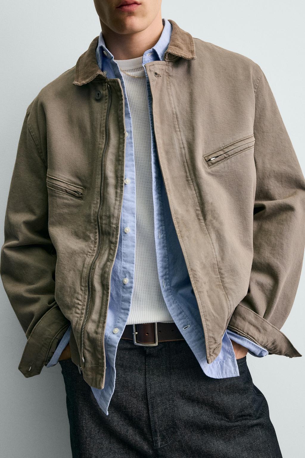 УКОРОЧЕННАЯ КУРТКА С ВЕЛЬВЕТОВЫМ ВОРОТНИКОМ