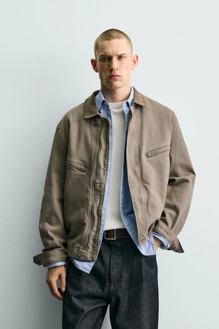 Укороченная куртка с вельветовым воротником- Заказать в России