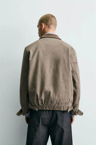 Укороченная куртка с вельветовым воротником- Заказать в России