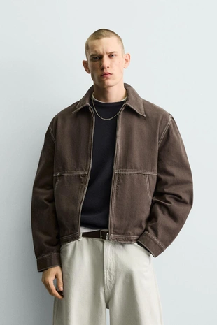 Куртка  с контрастной отстрочкой- Заказать в России