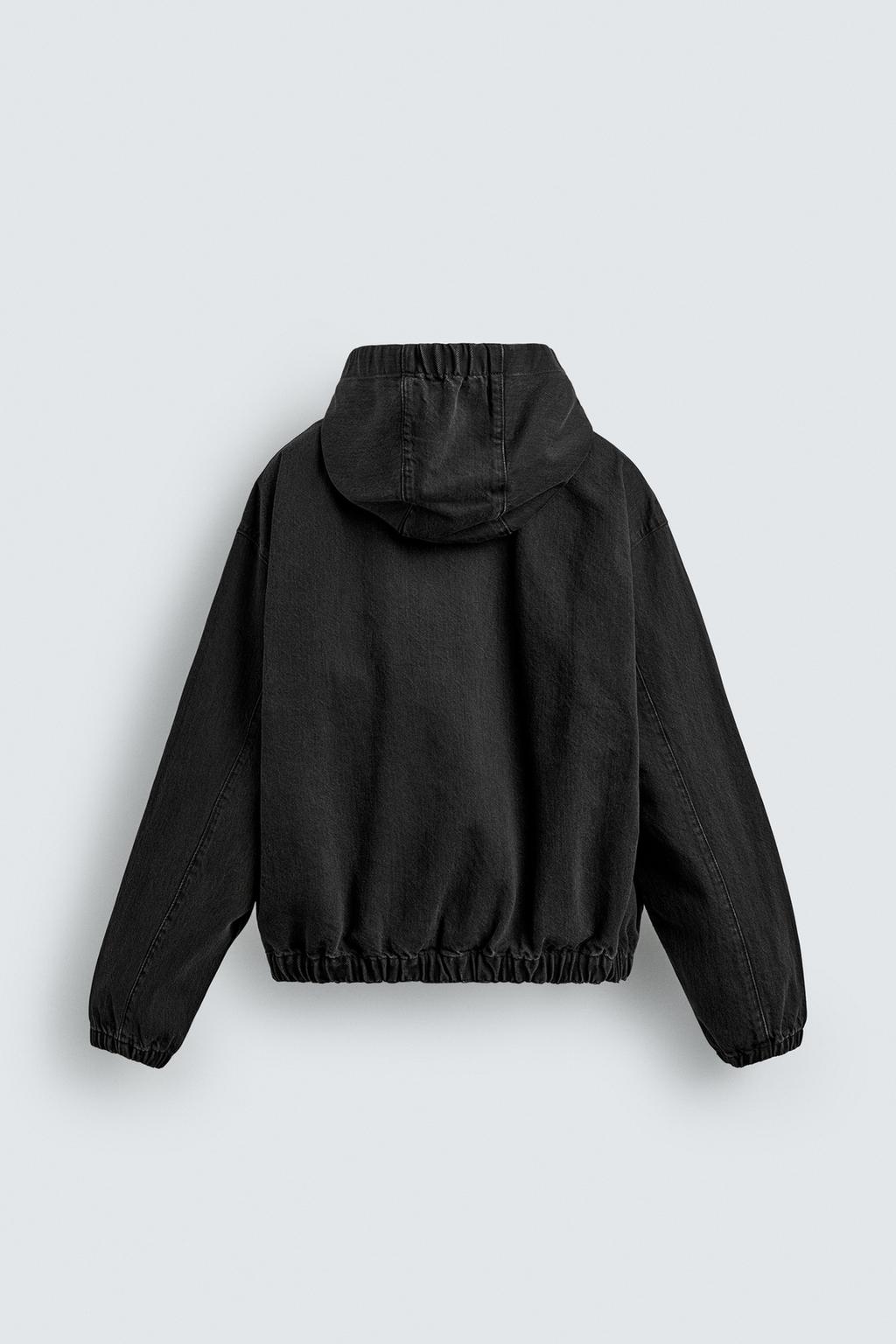 КУРТКА ИЗ ТКАНИ С ЭФФЕКТОМ ПОТЕРТОСТИ С КАПЮШОНОМ