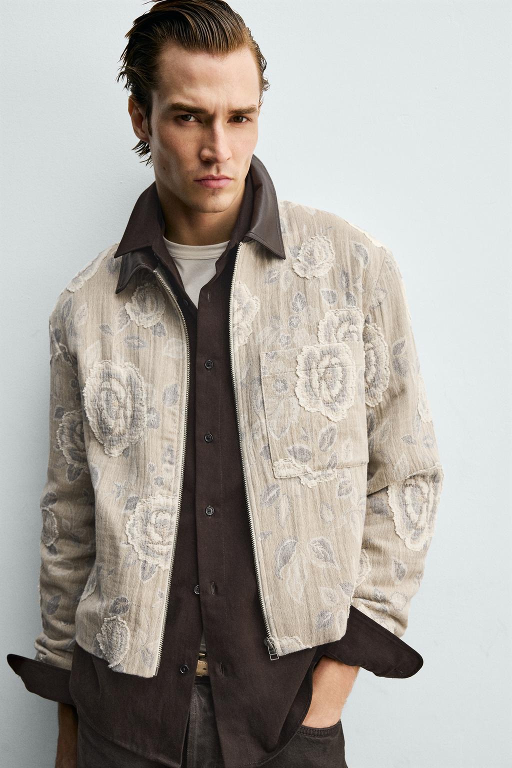 ЖАККАРДОВАЯ КУРТКА С НЕРАВНОМЕРНЫМ ЦВЕТОЧНЫМ УЗОРОМ