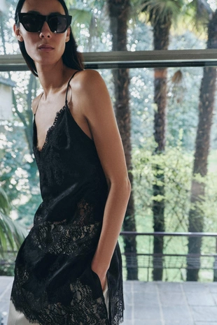 Длинный кружевной топ — коллекция Zara «Zw»- Заказать в России